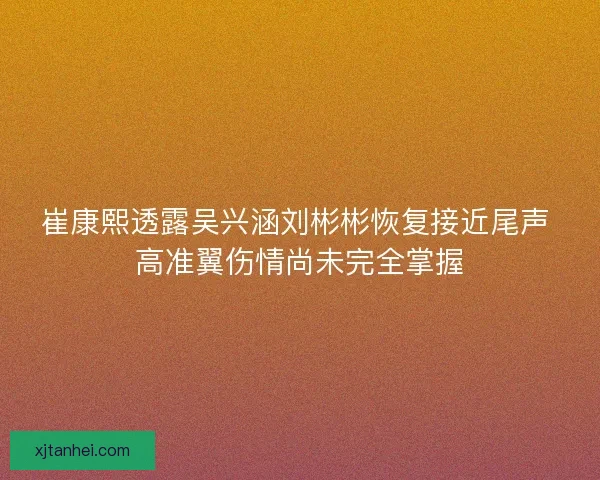 崔康熙透露吴兴涵刘彬彬恢复接近尾声 高准翼伤情尚未完全掌握